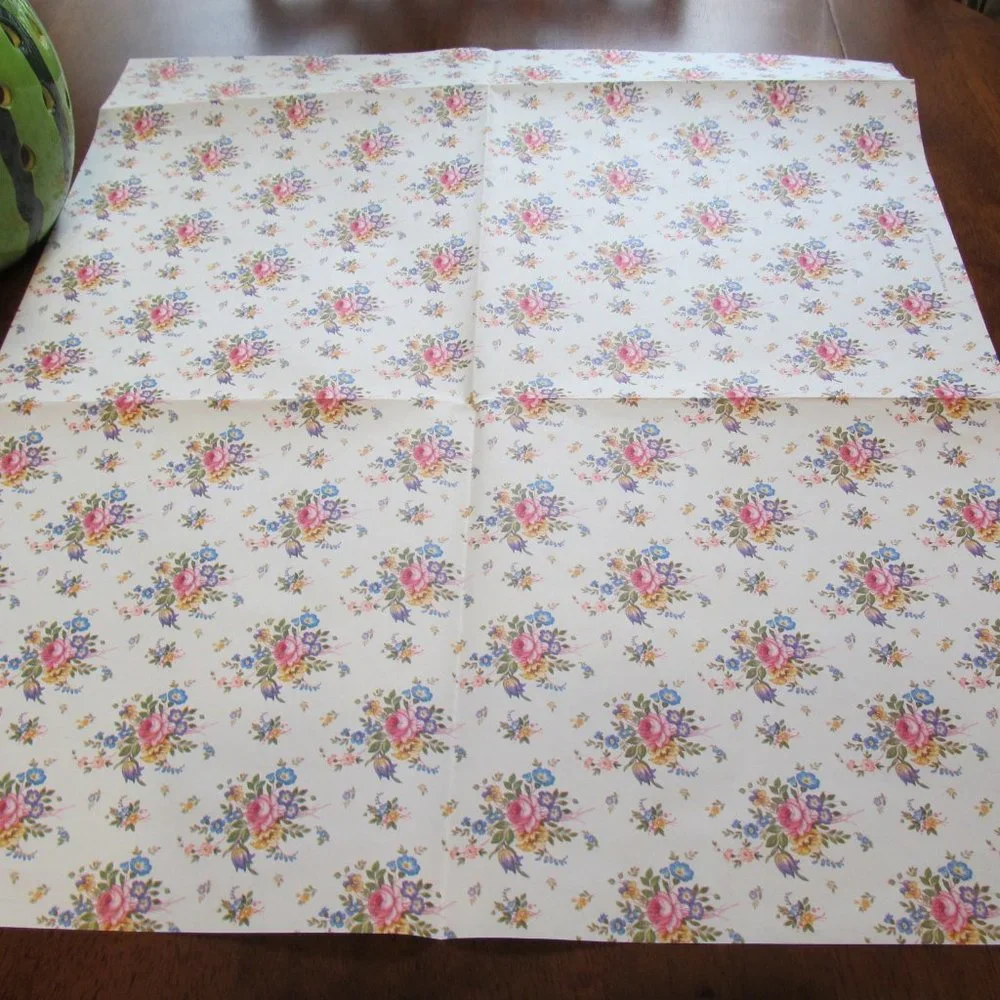 Vintage Hallmark All Occasion Gift Wrap Floral Open Package Partial Sheet Pretty